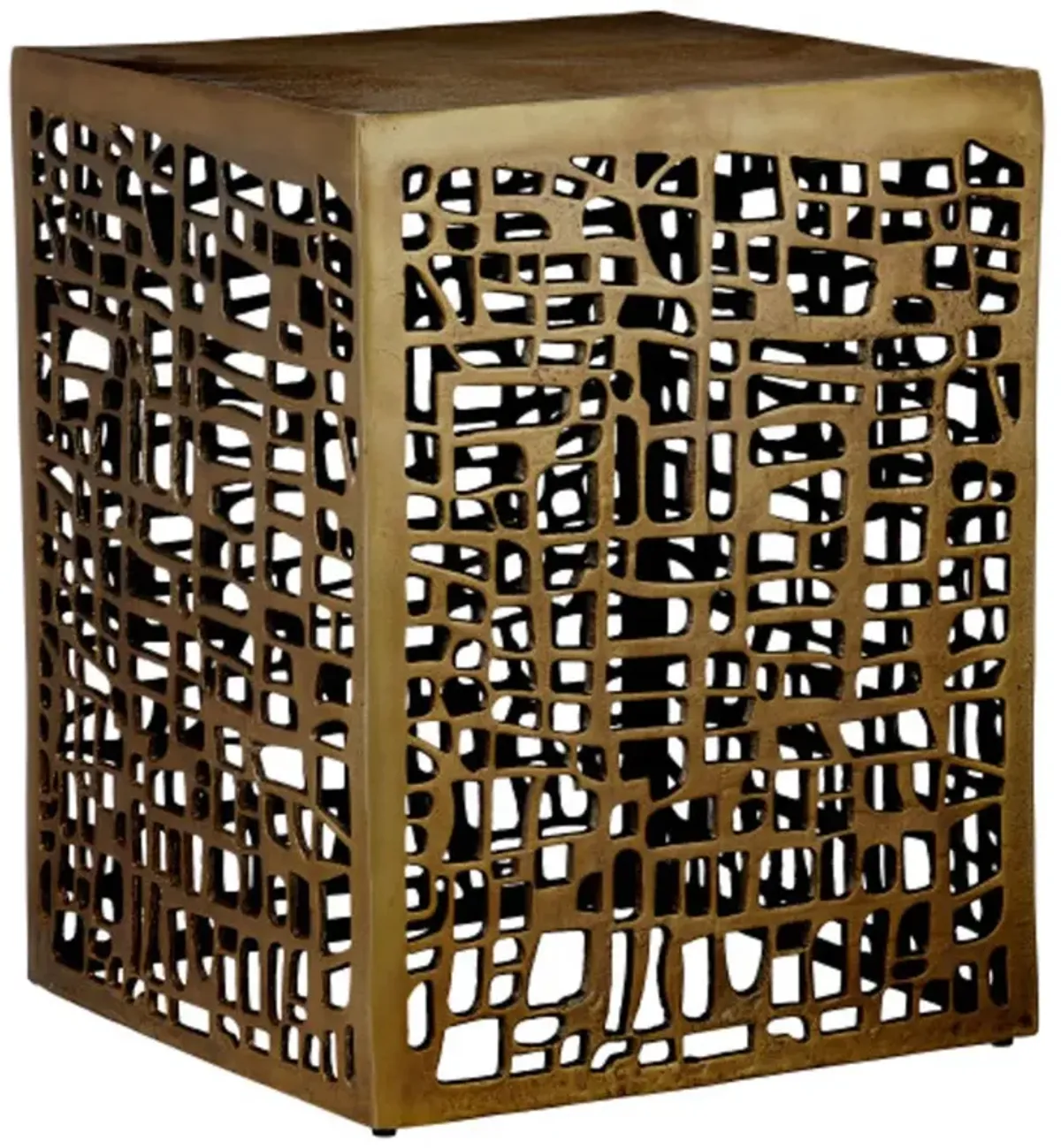 Gowen Aluminum Accent Table, Antique Brass