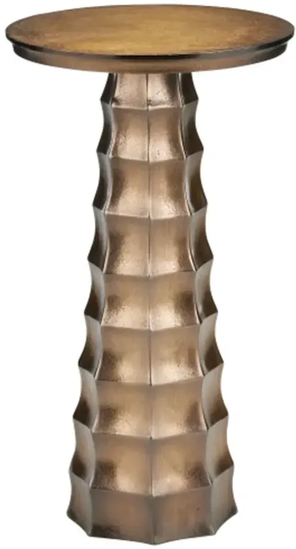 Gridiron Aluminum Drinks Table, Antique Brass