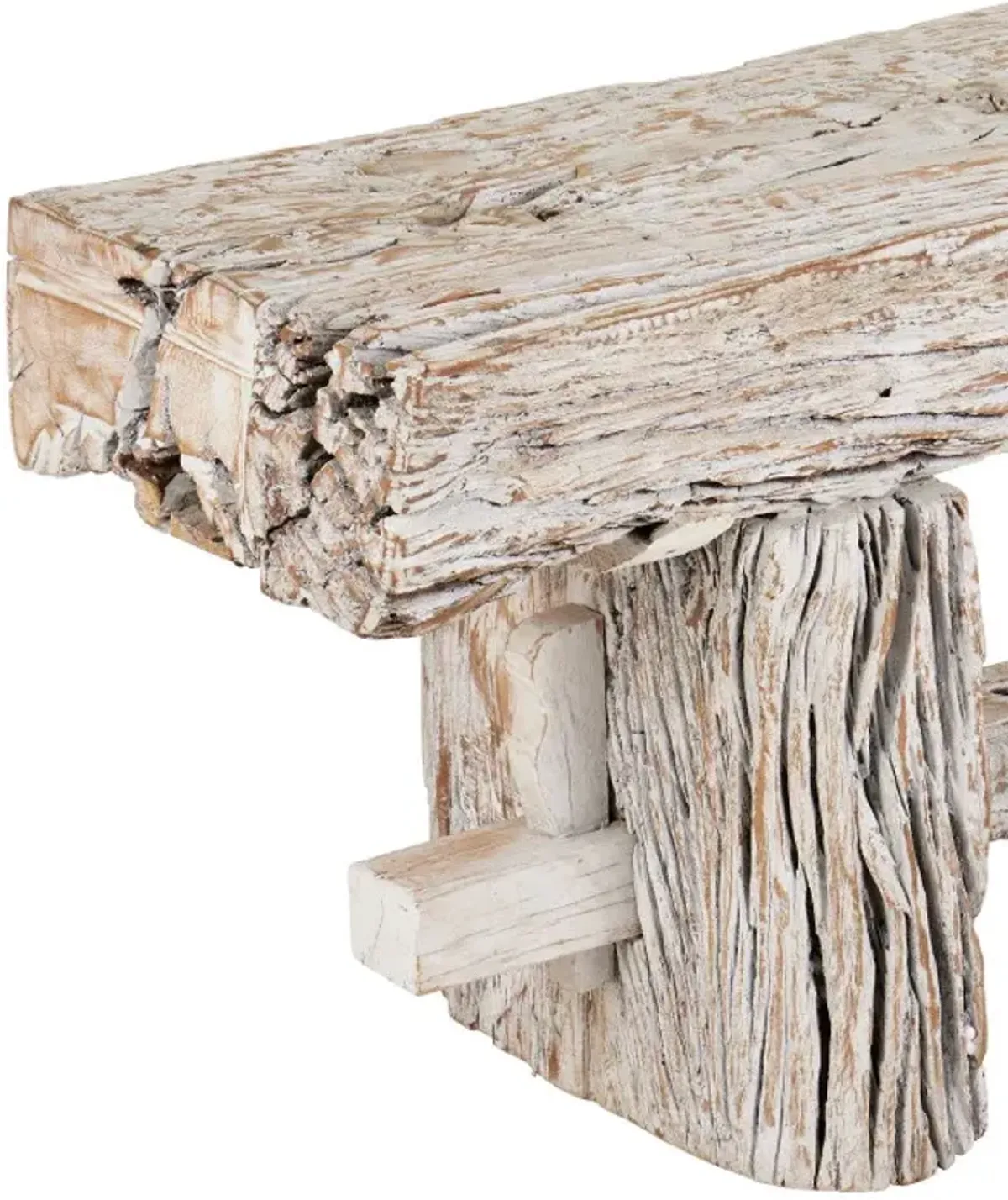 Holland Reclaimed Wood Bench, Whitewash