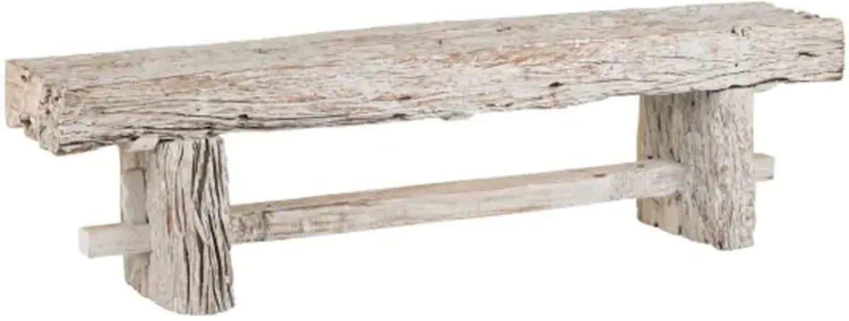 Holland Reclaimed Wood Bench, Whitewash