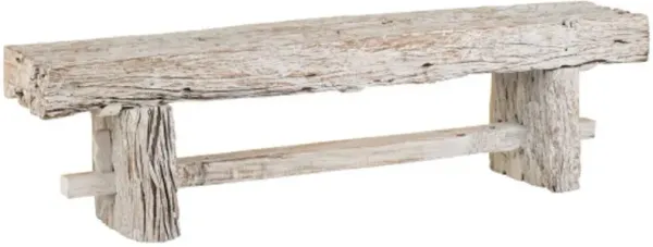 Holland Reclaimed Wood Bench, Whitewash