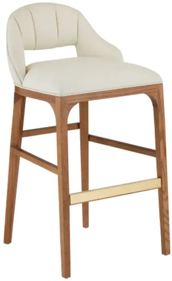 Inga Performance Fabric Oak Bar Stool, Endurance Sand/Morel Brown