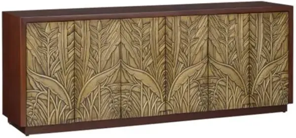 Jardin 4-Door Credenza - Walnut/Antique Brass - Currey & Company - Brown