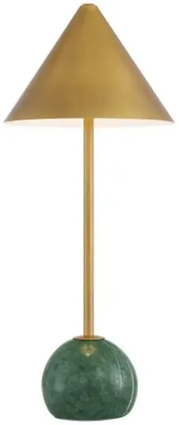 Journey Marble Cordless Table Lamp - Green - Currey & Company