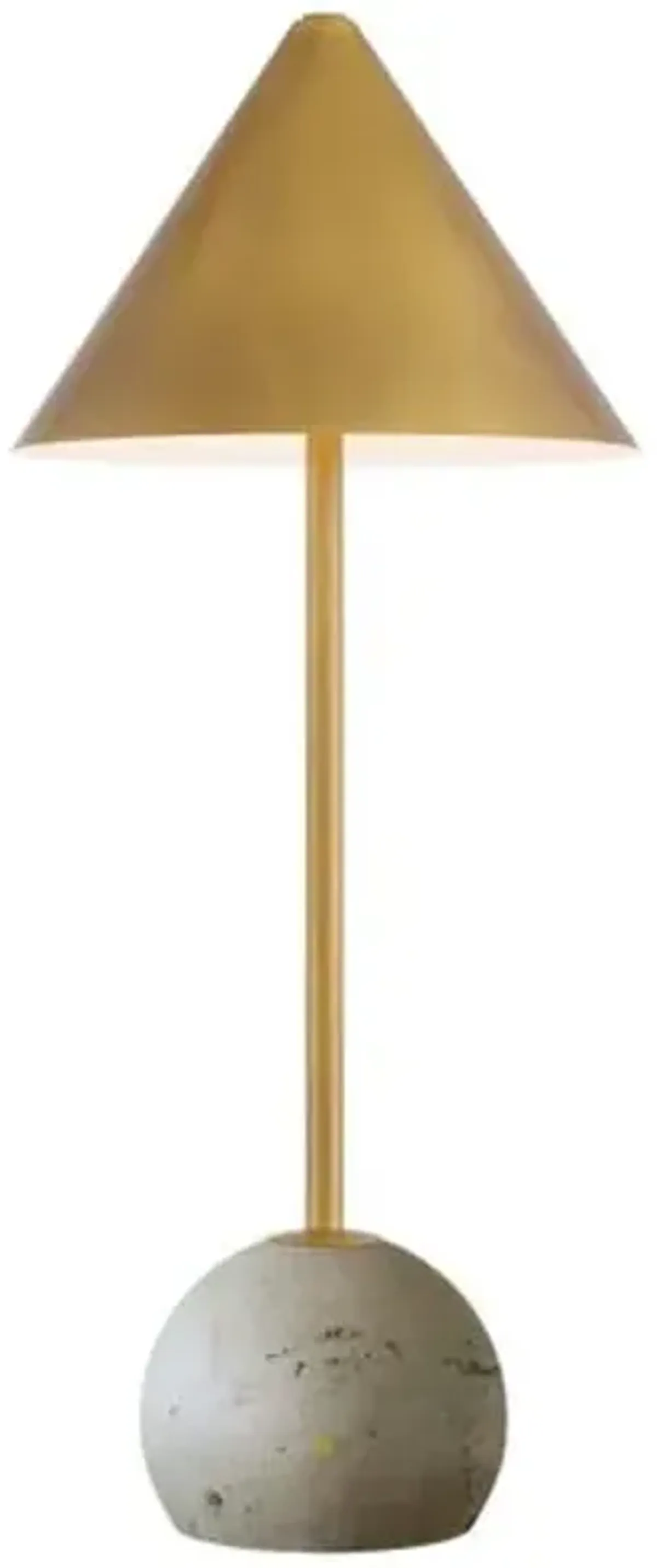 Journey Travertine Cordless Table Lamp - White - Currey & Company - Gold