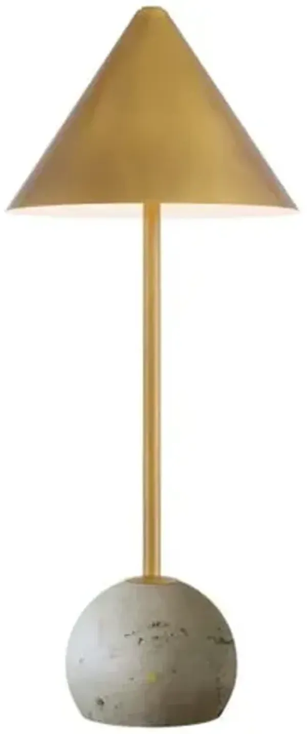 Journey Travertine Cordless Table Lamp - White - Currey & Company - Gold