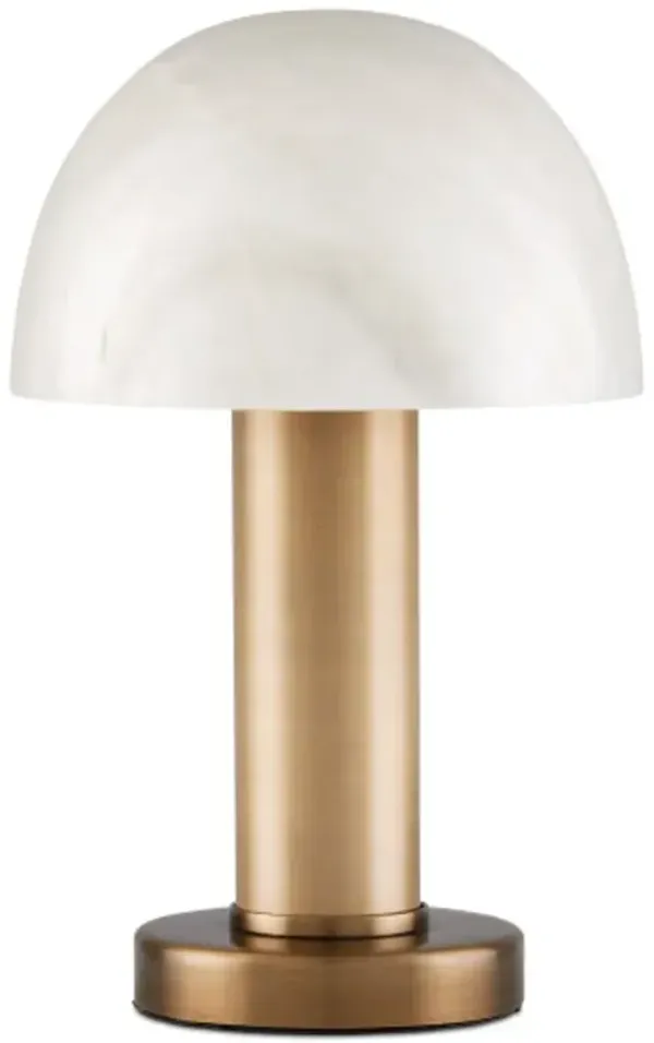 La Gravite Alabastar Mini Table Lamp - Natural Brass - Currey & Company - Ivory