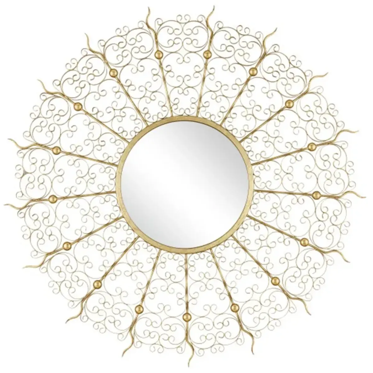 Levain Swirl Iron 45" Round Wall Mirror, Gold Leaf
