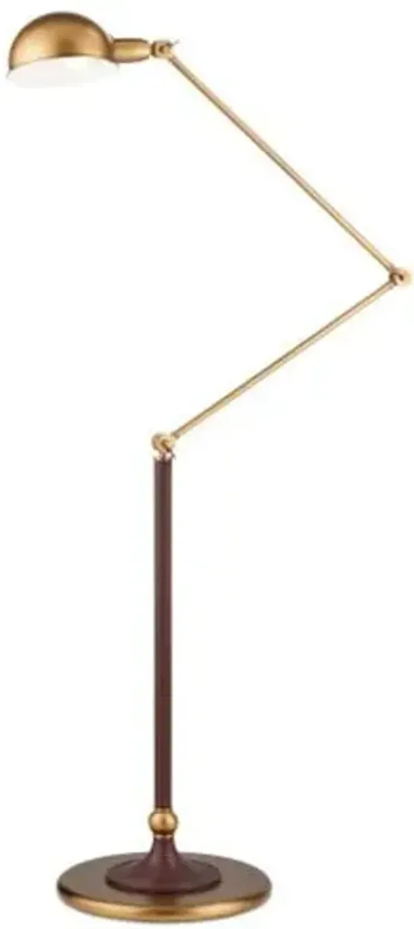 Libretto Floor Lamp - Antique Brass - Faux Leather - Currey & Company