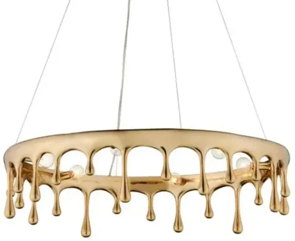 Liquid Gold Brass Chandelier - Gold - Currey & Company