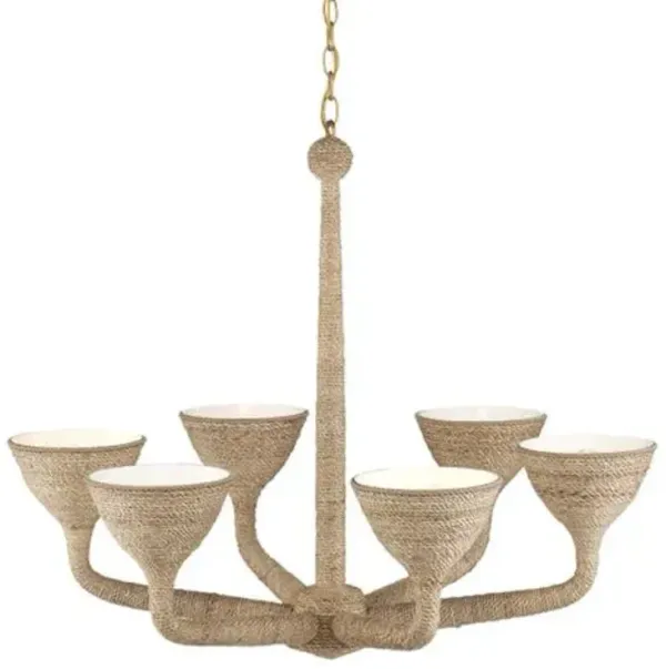 Marbella Rope Chandelier - Natural - Currey & Company - Brown