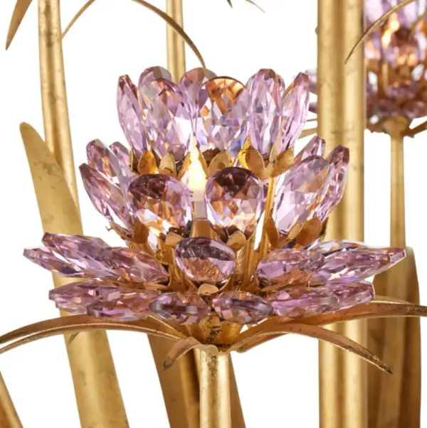 Marilee Crystal Chandelier - Pink/Dutch Gold Leaf - Currey & Company