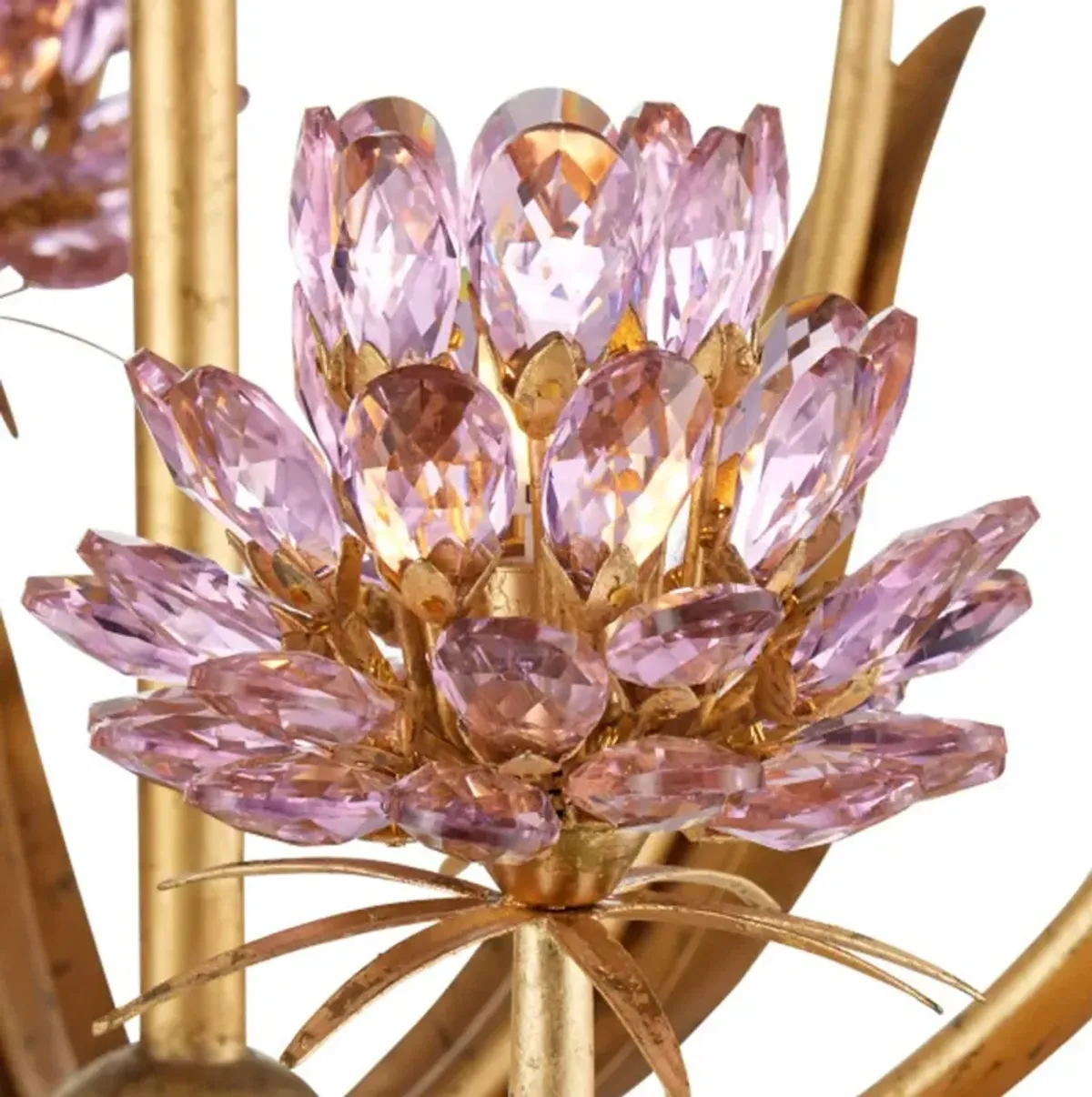 Marilee Crystal Chandelier - Pink/Dutch Gold Leaf - Currey & Company