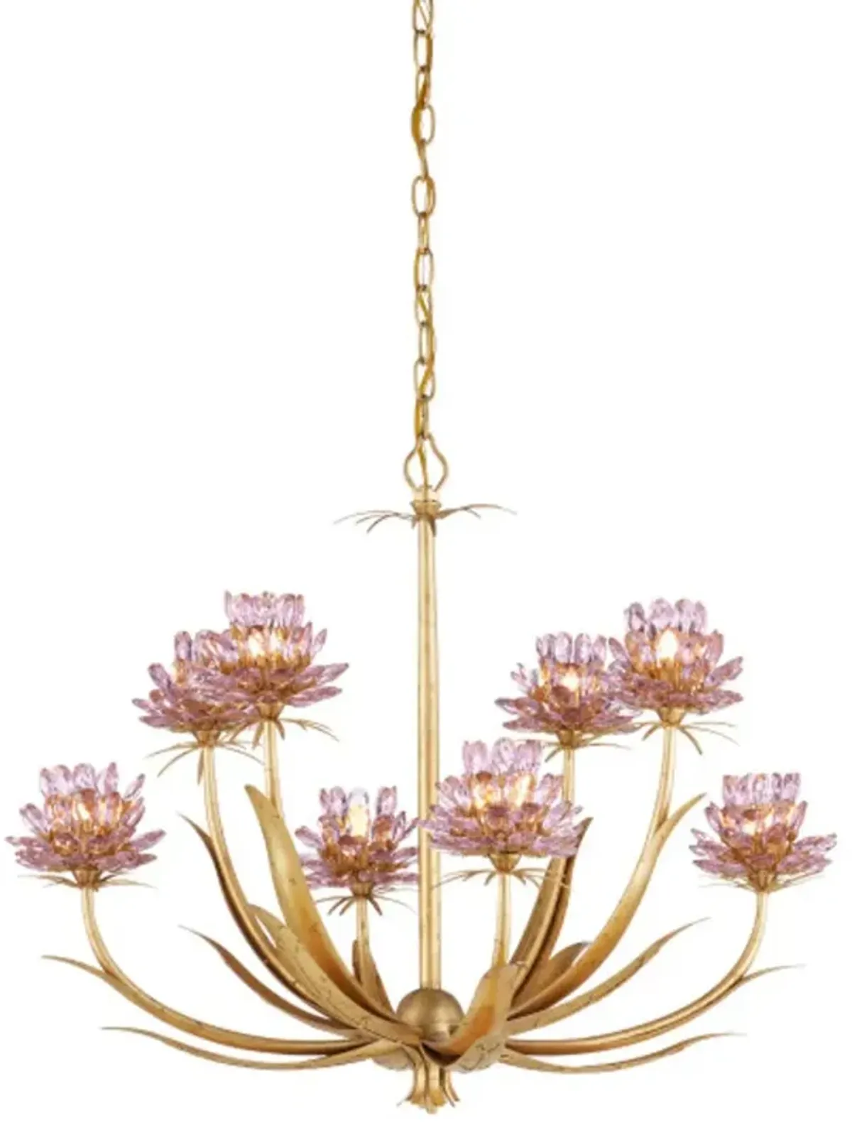 Marilee Crystal Chandelier - Pink/Dutch Gold Leaf - Currey & Company