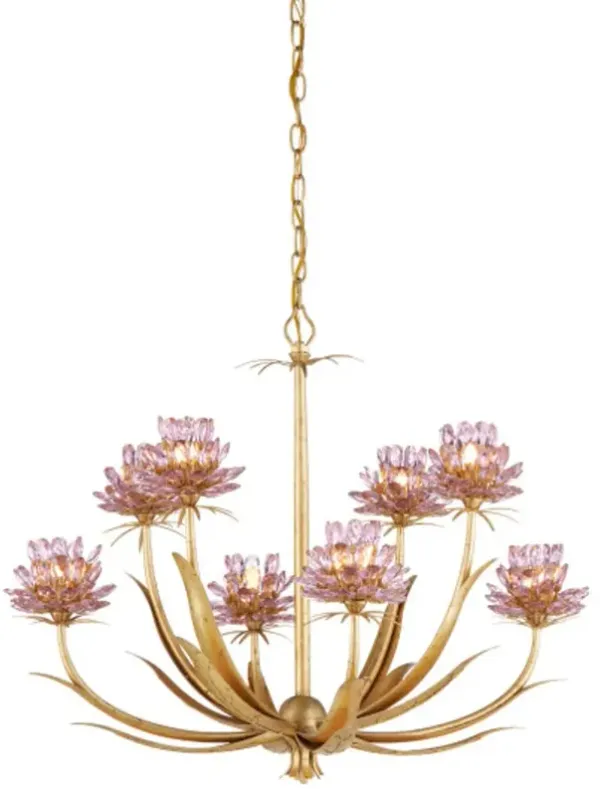 Marilee Crystal Chandelier - Pink/Dutch Gold Leaf - Currey & Company