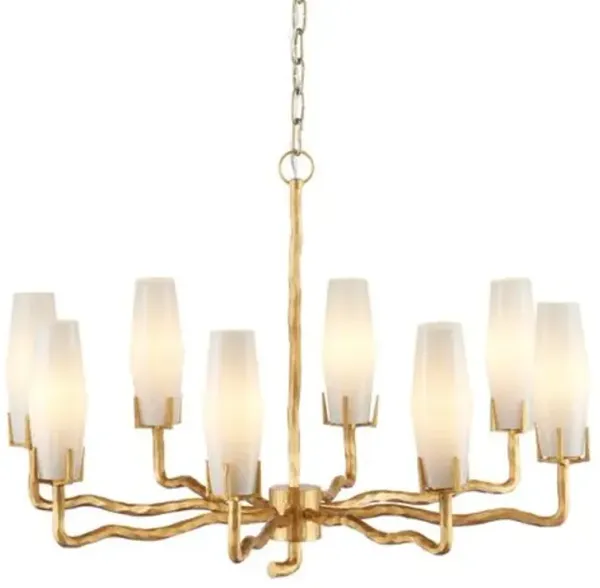 Mathilda Glass Chandelier - White/Matte Gold - Currey & Company