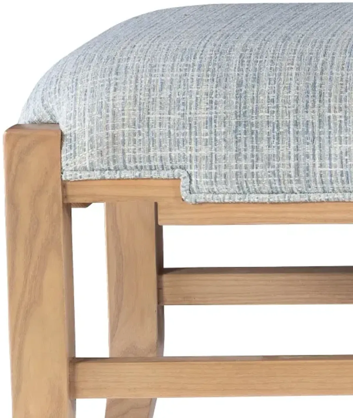 Melanie Performance Fabric Bench, Powder Blue/Natural