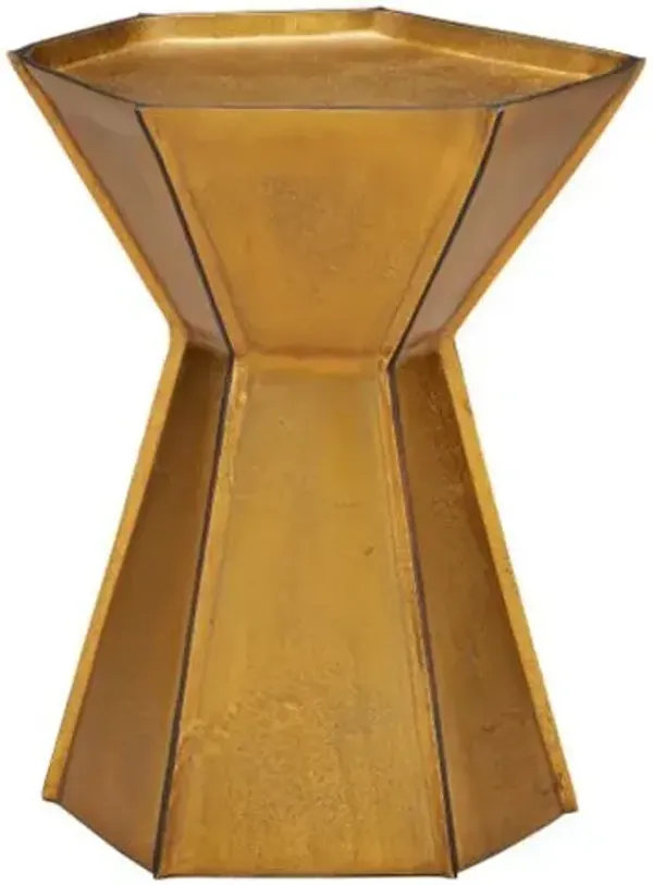 Merola Aluminum Accent Table - Currey & Company - Gold - 20.25Hx16.5Wx12.5D in