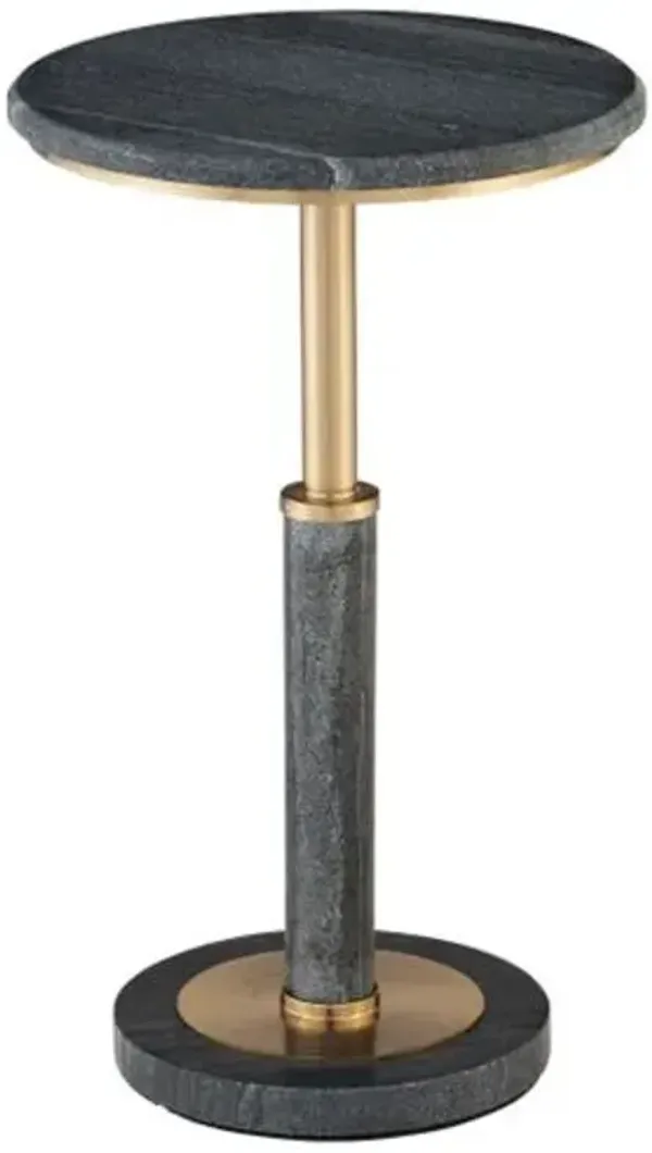 Miles Marble Accent Table - Black/Polished Brass - Currey & Company - 23.25Hx14Wx14D in