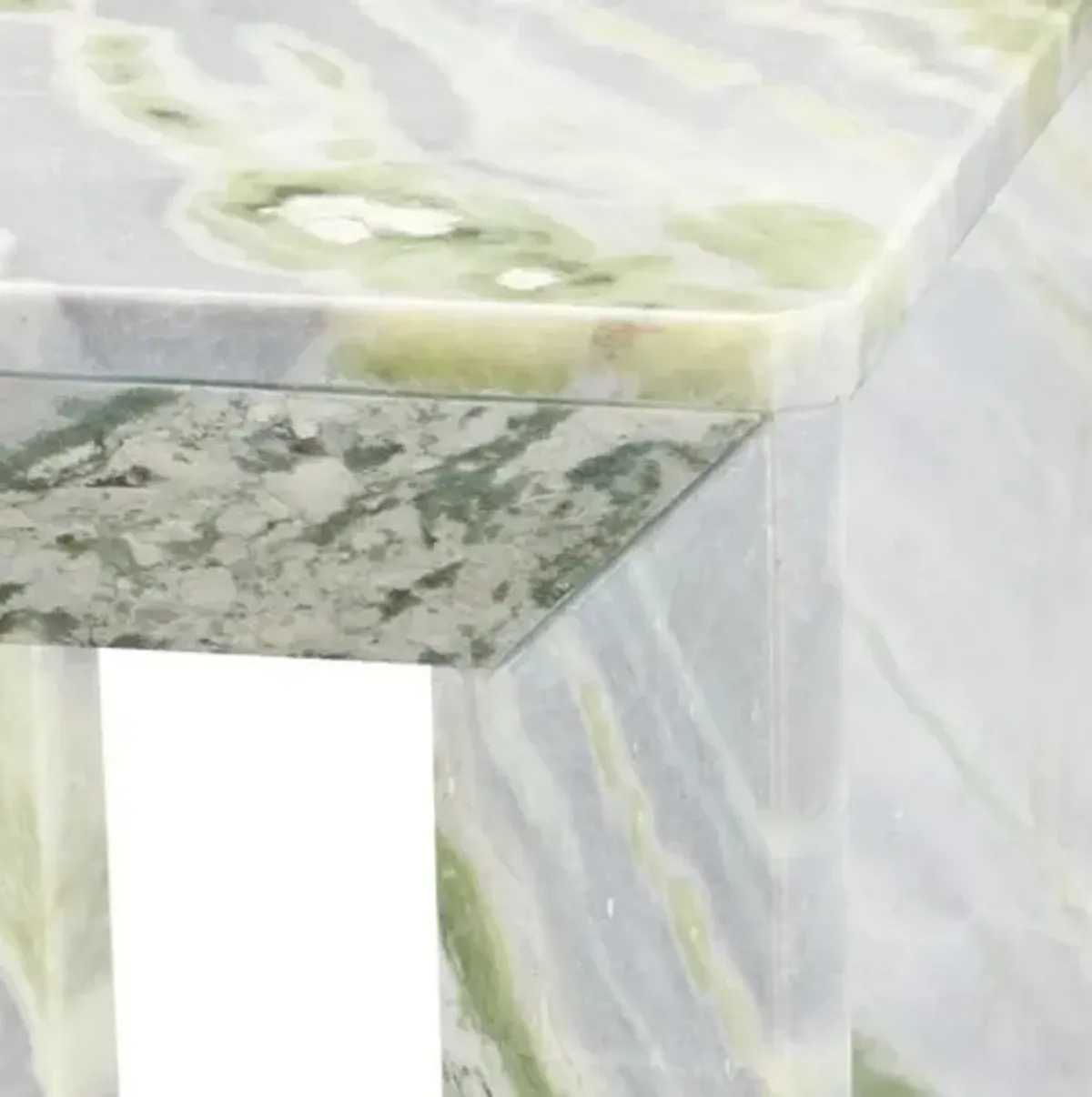 Minerale Onyx Accent Table - Green - Currey & Company - 21Hx14Wx14D in