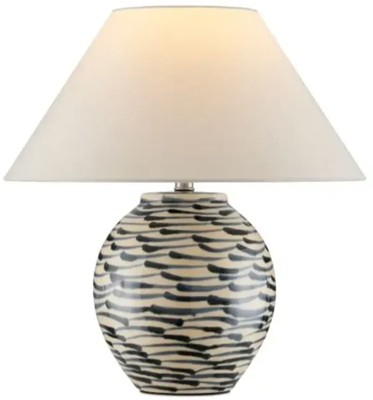 Minnows Ceramic Table Lamp - Navy Blue/Beige - Currey & Company