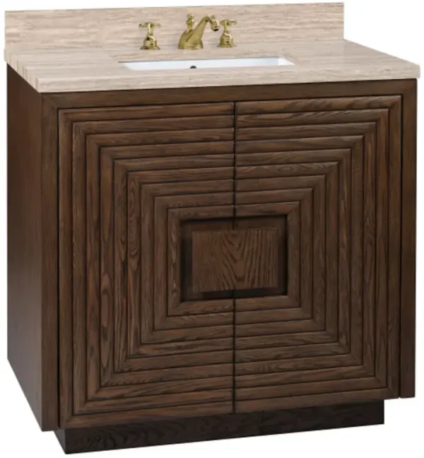 Morombe 36" Travertine Vanity with Rectangular Undermount Sink, Cocoa