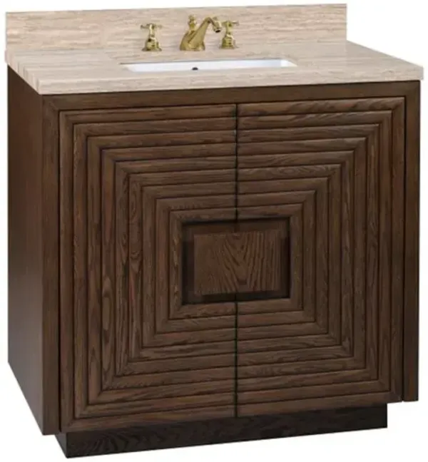 Morombe 36" Travertine Vanity with Rectangular Undermount Sink - Cocoa - Currey & Company - Brown