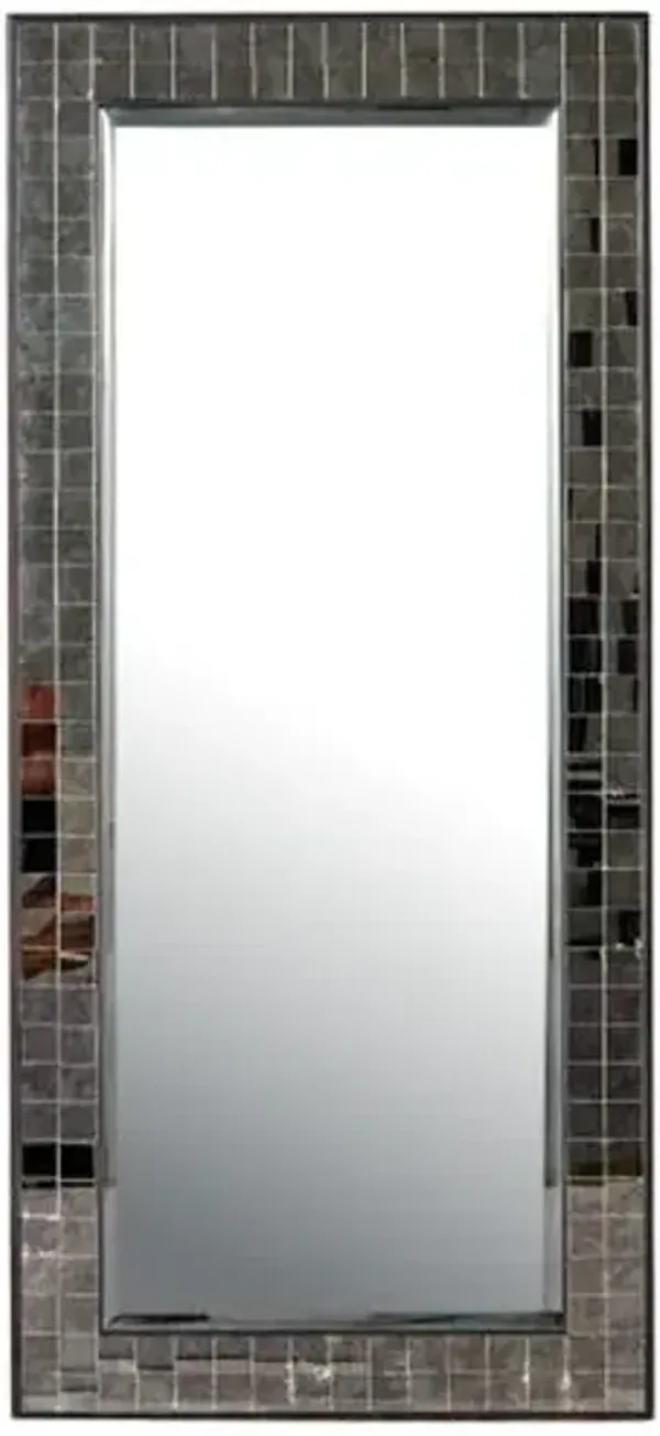 Mosaico Floor Mirror - Ebony/Antique Mirror Tile - Currey & Company - Ivory