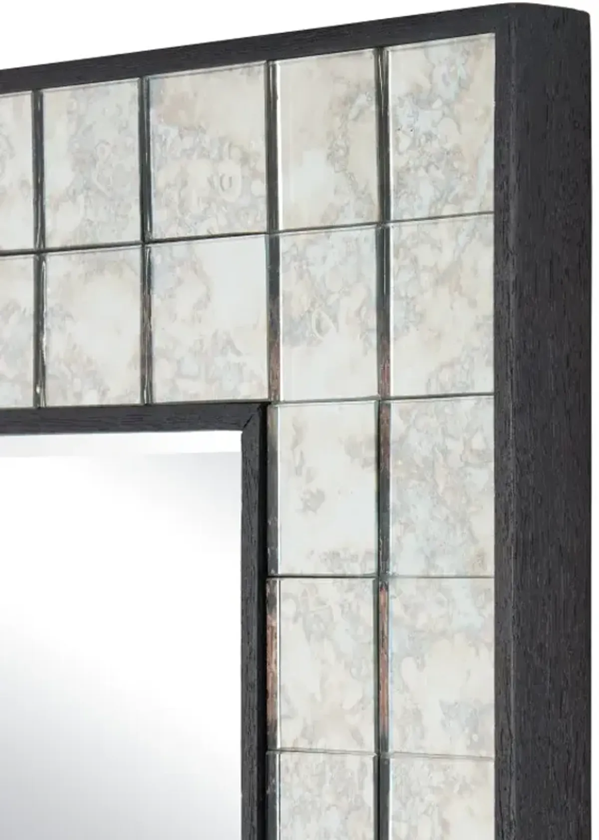 Mosaico Rectangular Wall Mirror, Ebony/Antique Mirror Tile