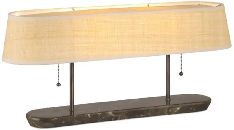 Museum Marble Raffia Desk Lamp, Dark Bronze