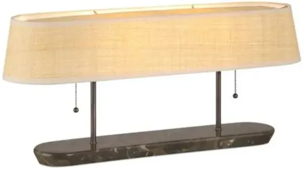 Museum Marble Raffia Desk Lamp - Dark Bronze - Currey & Company - Black