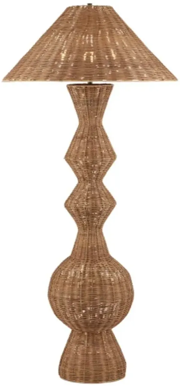 Nirvana Grande Rattan Floor Lamp - Natural - Currey & Company