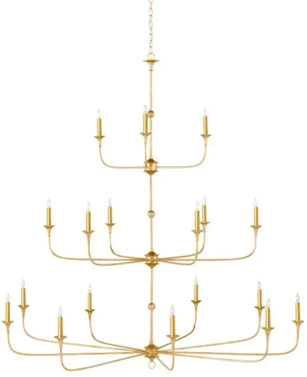 Nottaway Iron Chandelier - Currey & Company - Gold