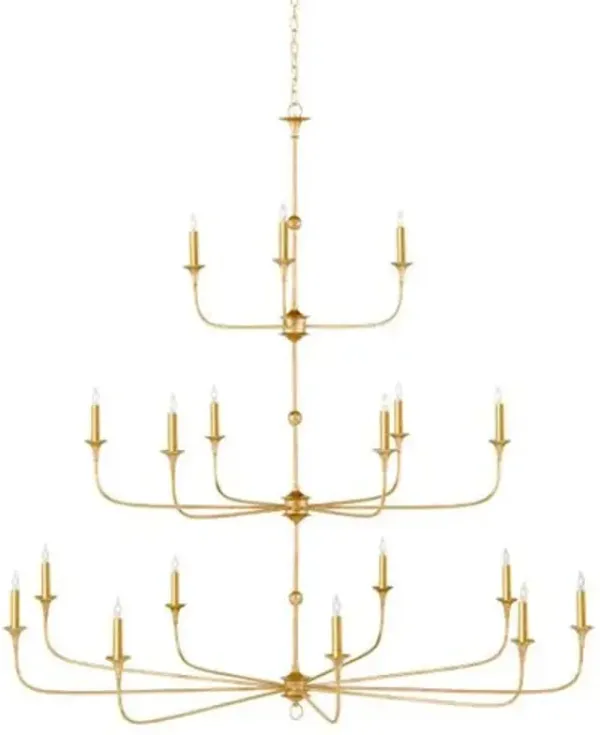 Nottaway Iron Chandelier - Currey & Company - Gold