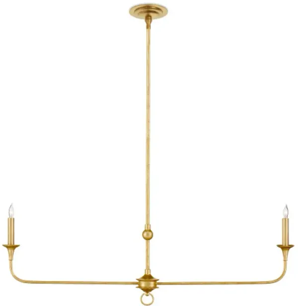 Nottaway Linear Iron Chandelier - Currey & Company - Gold