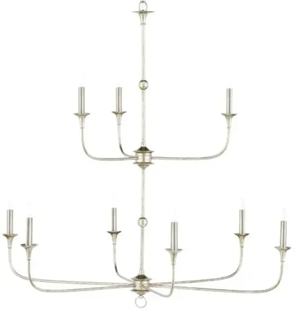 Nottaway Iron Chandelier - Currey & Company - Silver