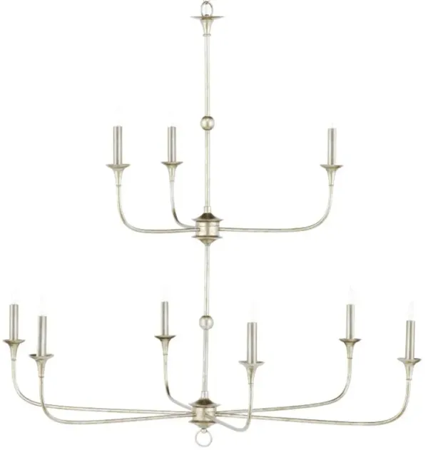 Nottaway Iron Chandelier - Currey & Company - Silver