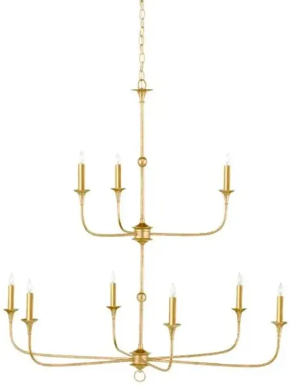 Nottaway Iron Chandelier - Currey & Company - Gold