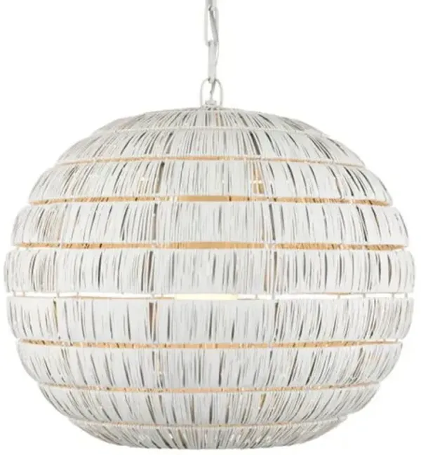 Panopolis Round Iron Pendant - White - Currey & Company