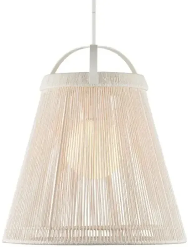 Parnell Medium Paper Twine Pendant - White - Currey & Company - Ivory