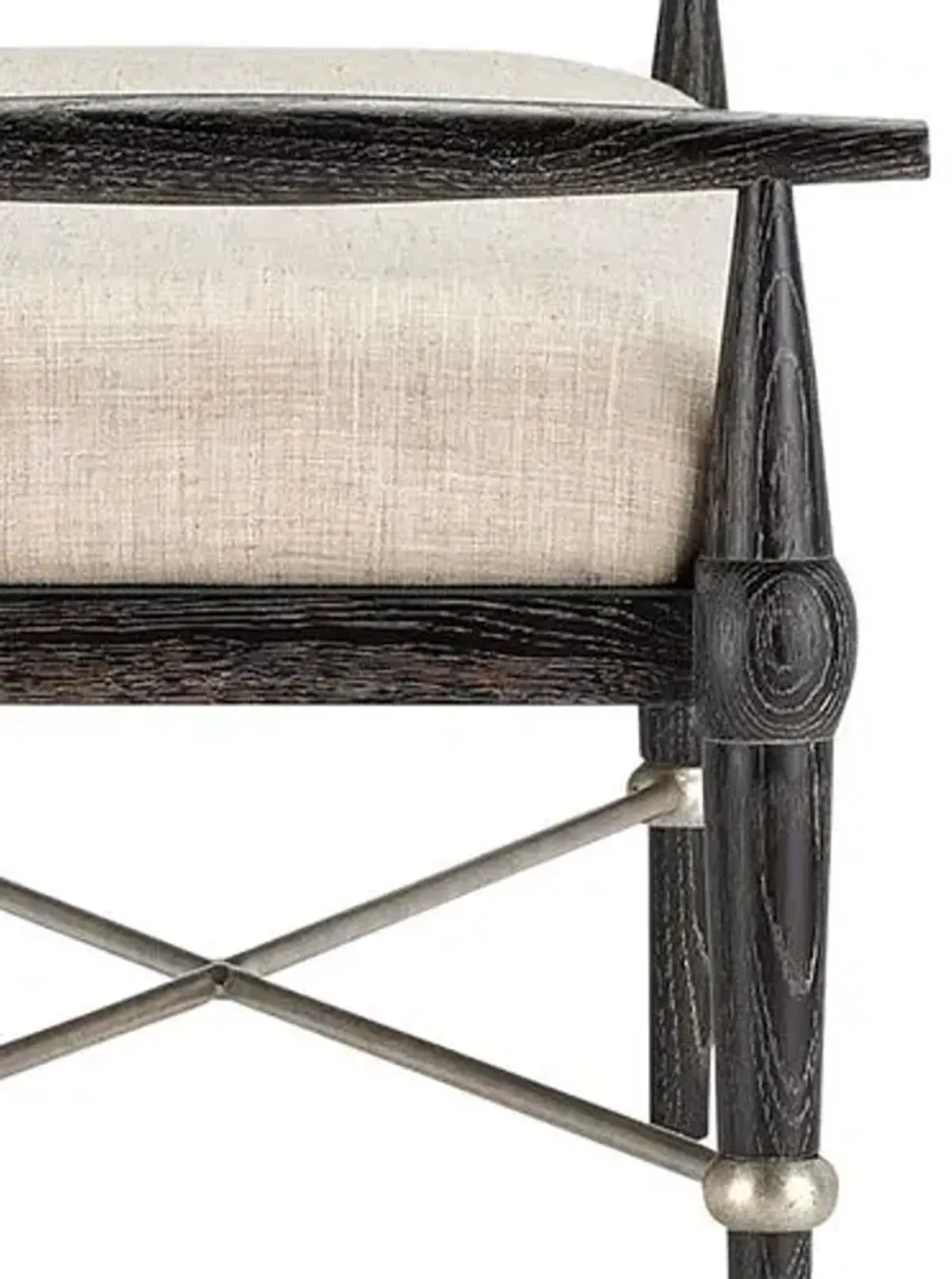 Perrin Upholstered Oak Bench - Finn Natural/Ebony - Currey & Company - Black