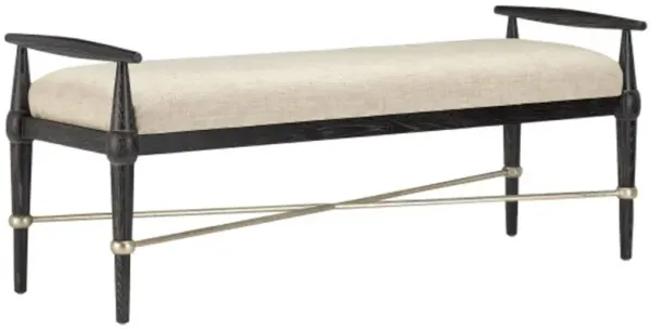 Perrin Upholstered Oak Bench, Finn Natural/Ebony