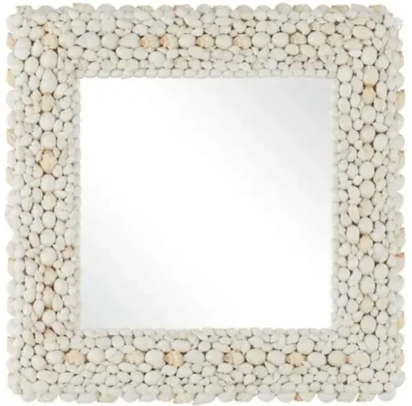 Piddock Square Shell Wall Mirror - White - Currey & Company - Handcrafted