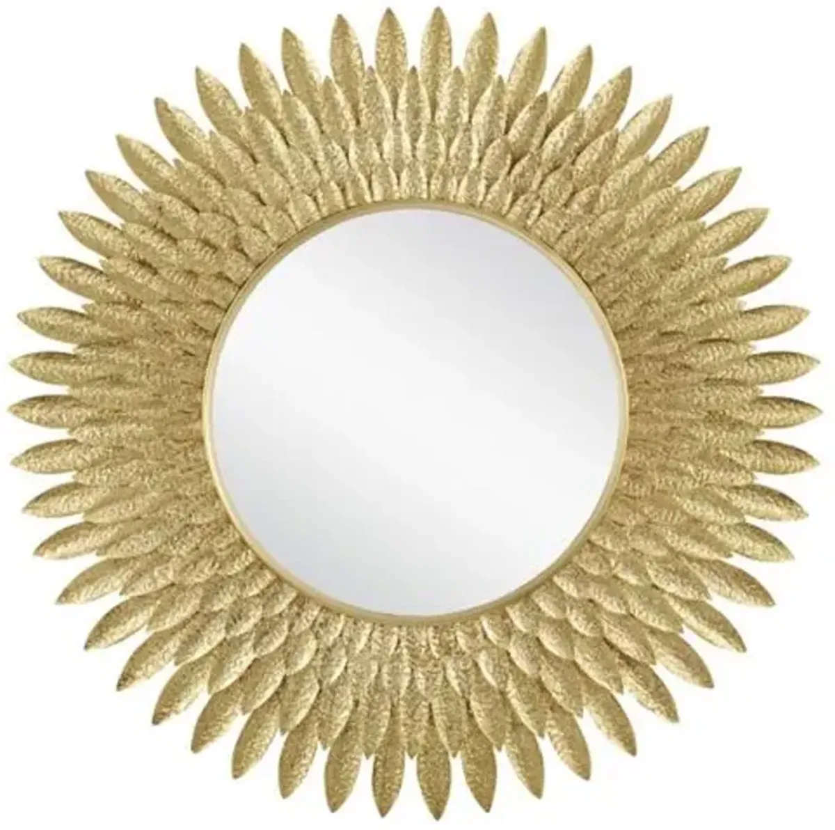 Plume Brass Feather 39" Round Wall Mirror - Gold - Currey & Company