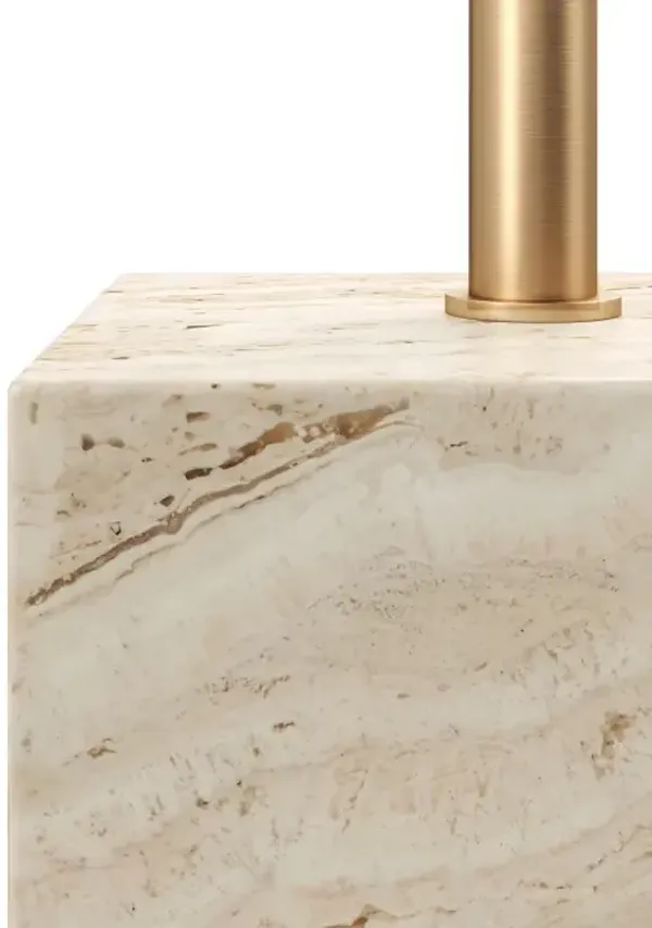 Prado Travertine Drinks Table, Natural/Gold