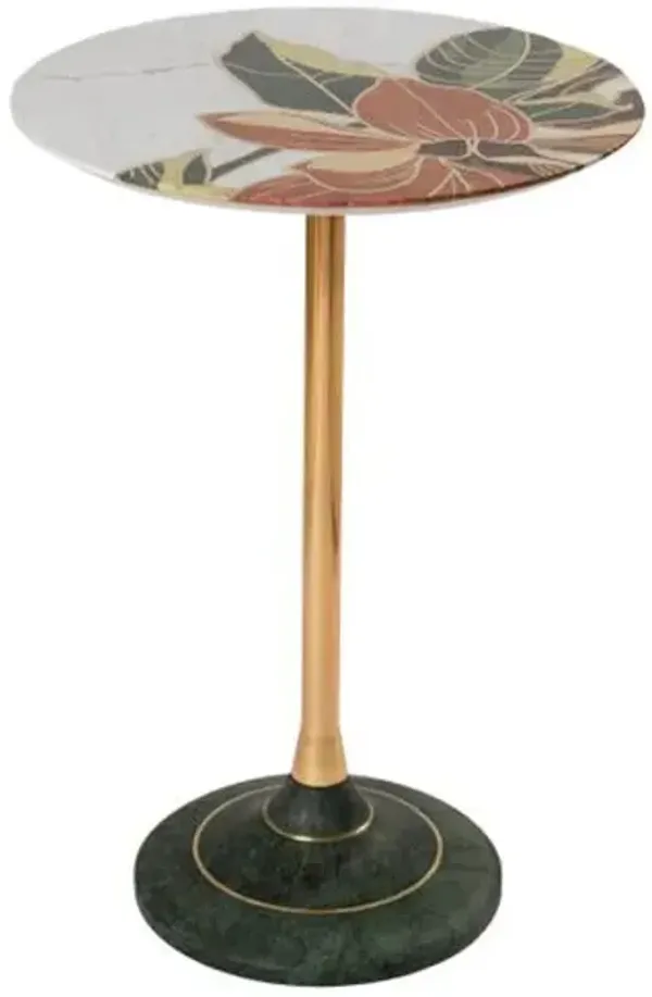 Roselle Stone Inlay Accent Tablecolor - Currey & Company - Handcrafted - Gold - 22Hx15.35Wx15.35D in