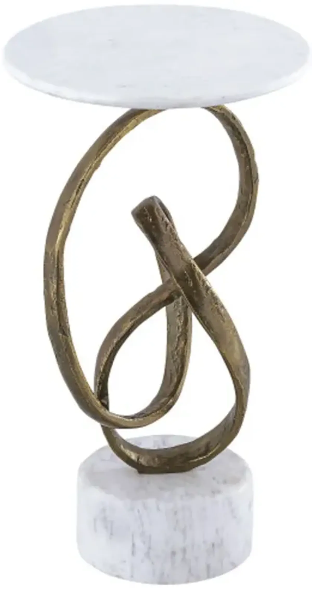 Ruban Accent Table, Antique Brass and White