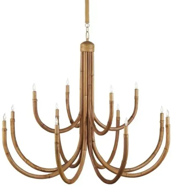 Samsara Rattan Chandelier - Natural/Saddle Tan - Currey & Company - Brown