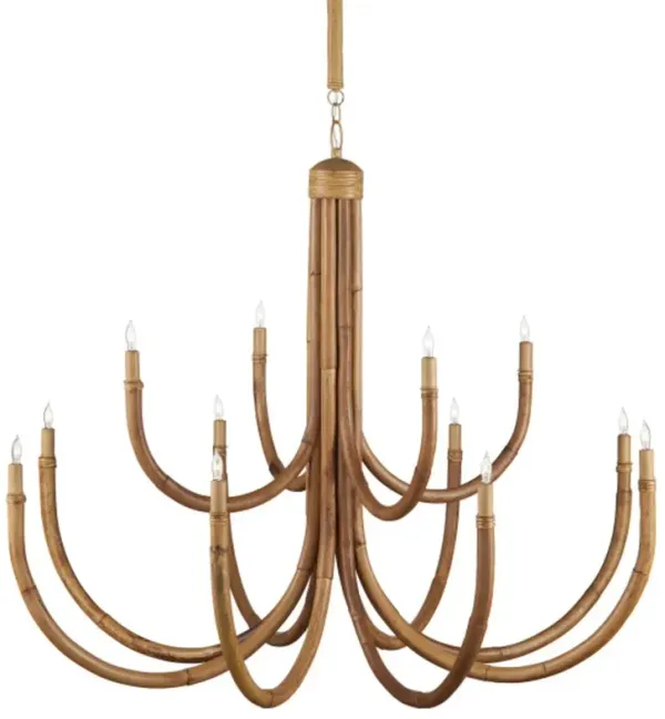 Samsara Rattan Chandelier - Natural/Saddle Tan - Currey & Company - Brown
