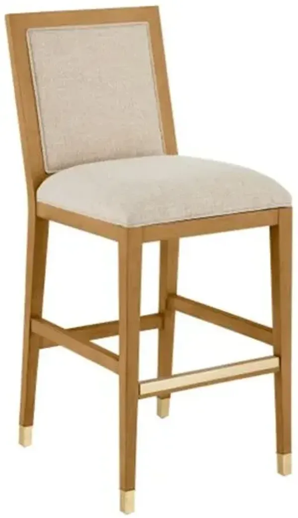 Santos Performance Fabric Rattan Bar Stool - Currey & Company - Handcrafted - Beige